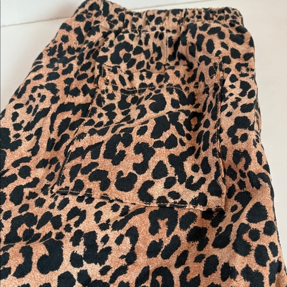Gap pull on wide leg leopard print linen blend pants draw string pockets - Picture 8 of 16